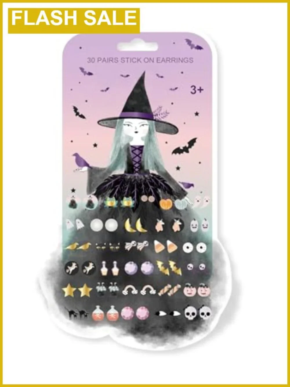 30 Pairs Halloween Stick on Earrings for Kids Girls Boys